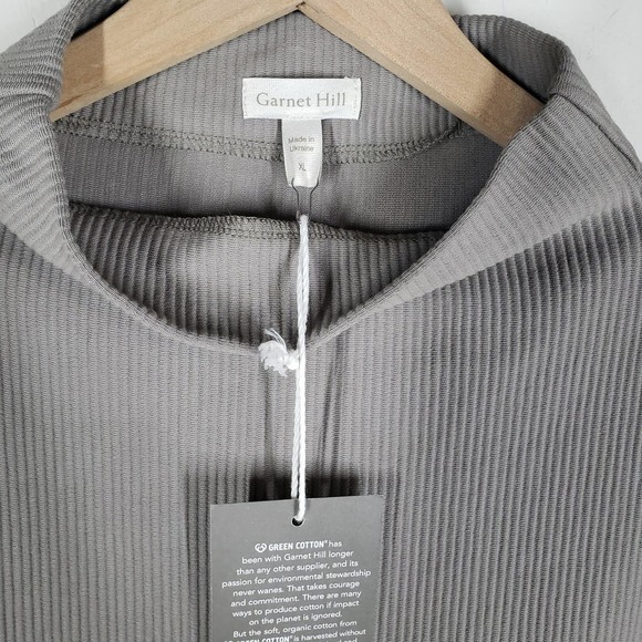 NEW Garnet Hill Organic Cotton Ribbed‎ Cocoon Dress XL Grey Taupe NWT - Picture 5 of 10